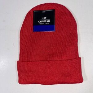 Red Fleece Lined Beanie Hat Knit Winter Warm‎ Cap Soft Casual